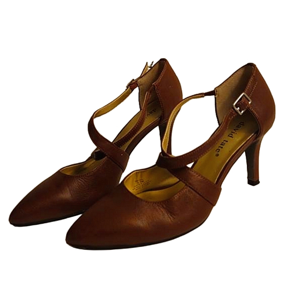 Elegant Caramel Kitten Heels by David Tate in Size 5.5